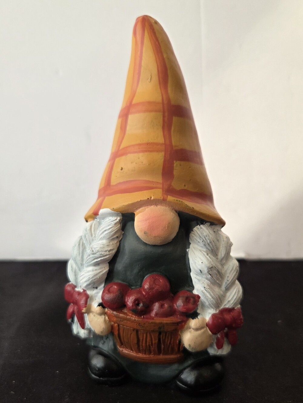 Rustic Fall Gnome Figurine Basket Garden Kitchen Table Decor Resin 5”